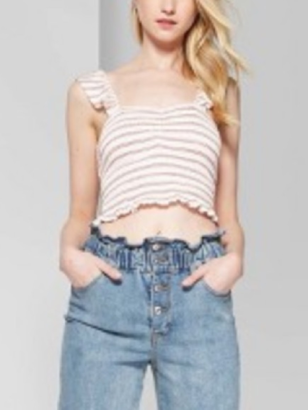 NWOT Wild Fable Red & White knit striped crop top in Size XXL - Picture 2 of 9